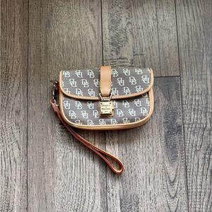 Dooney & Bourke Brown and Tan Monogram Wristlet